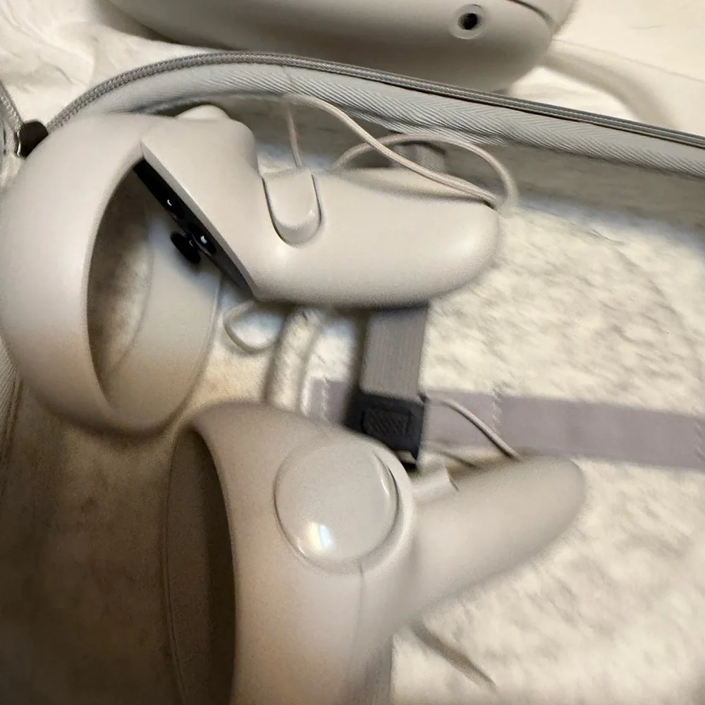 VR Headset + Controllers Set - White. Barely used. Comes with case + chargers.